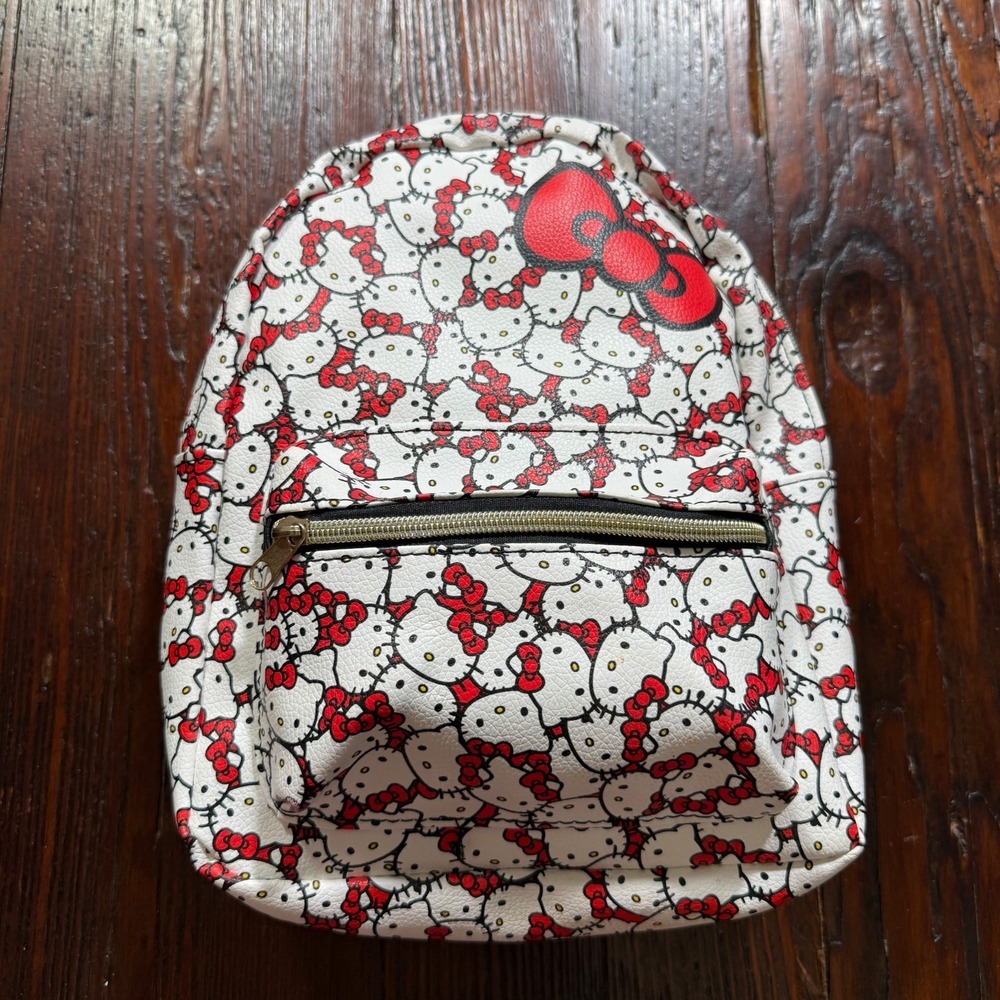 Hello Kitty‎ Mini Backpack Sanrio White Red AOP Zipper